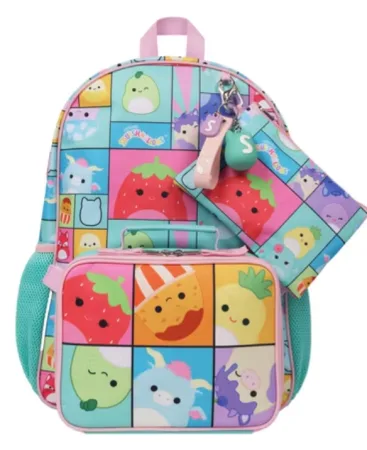 Squishmallow 5-Piece Backpack Set with Detachable Lunch Bag