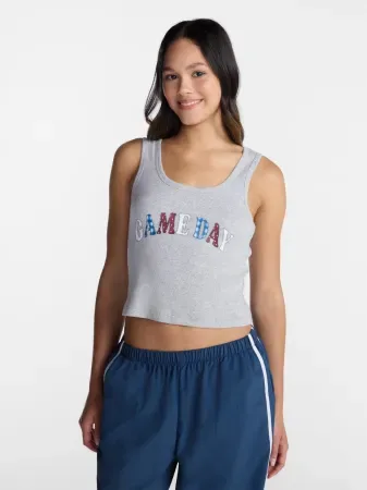 No Boundaries Ribbed Graphic Game-Day Tank Top