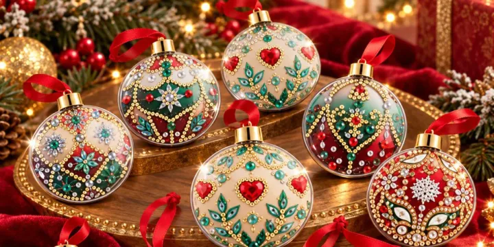 Craft Buddy Crystal Art Fillable Christmas Hanging Ornaments Set