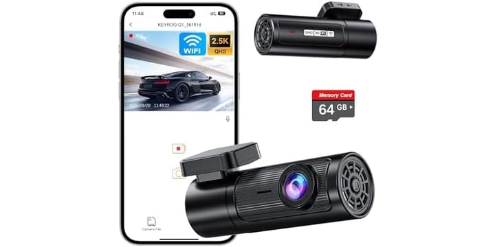 KEYROO Q1 2.5K Dash Cam Front with 64GB card