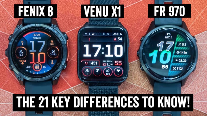 Garmin Fenix 8 vs. Venu X1 vs. Forerunner 970: Key Differences and Buying Guide