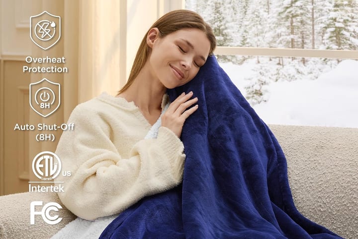 Bedsure GentleSoft Solid Flannel Heated Blanket